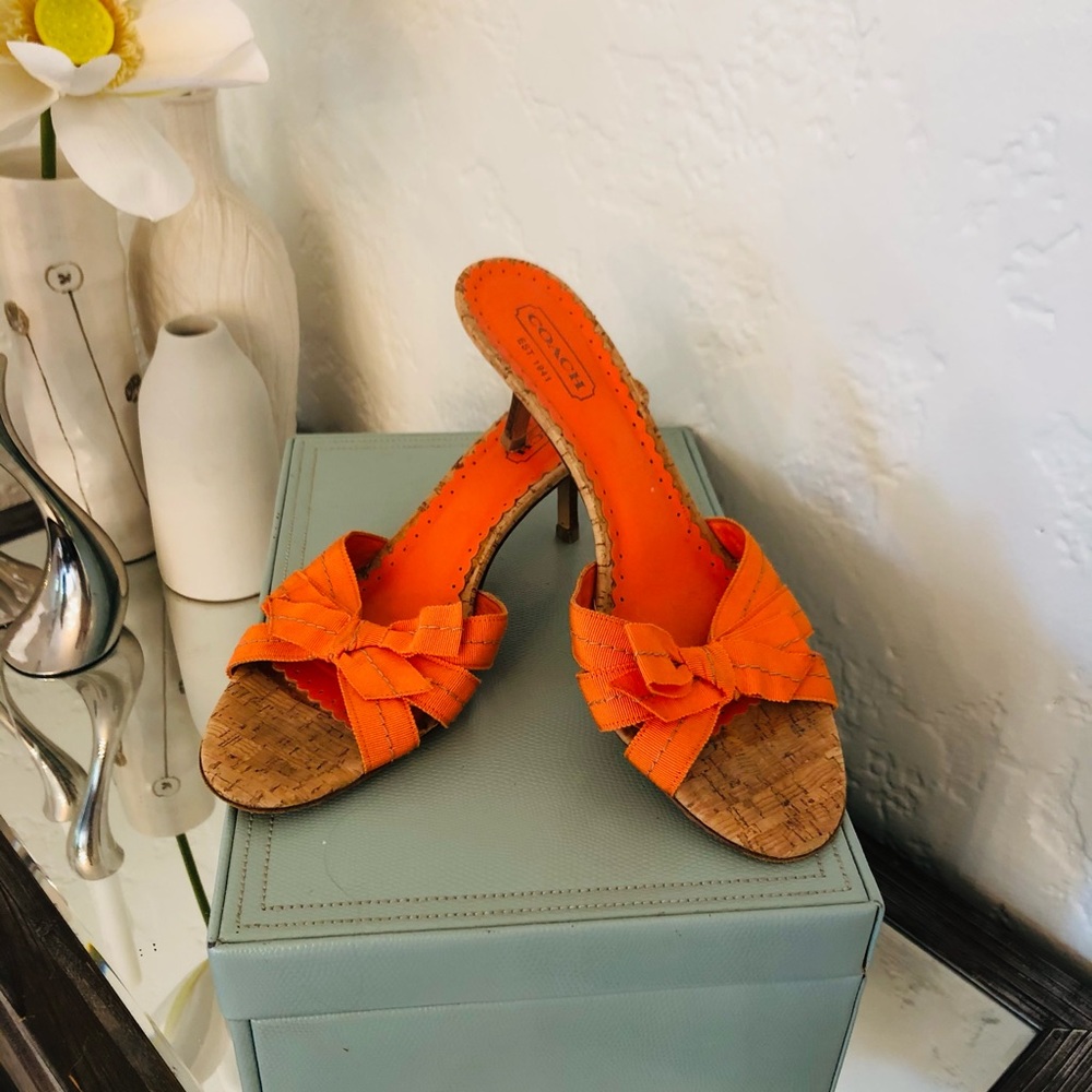 Coach Grosgrain Orange Ribbon Sandal Slide